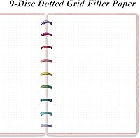 Vista 2 de Papel de rellenado de cuadrícula punteada de argolla clásico, insertos pre-perforados de Happy Planner de 9 argollas, papel de hoja suelta de 100