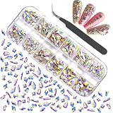 AB Diamonds for Nails Rhinestones, Multi 12 Shapes Flatback 3D Rhinestones for Nails Art Jewelry (24