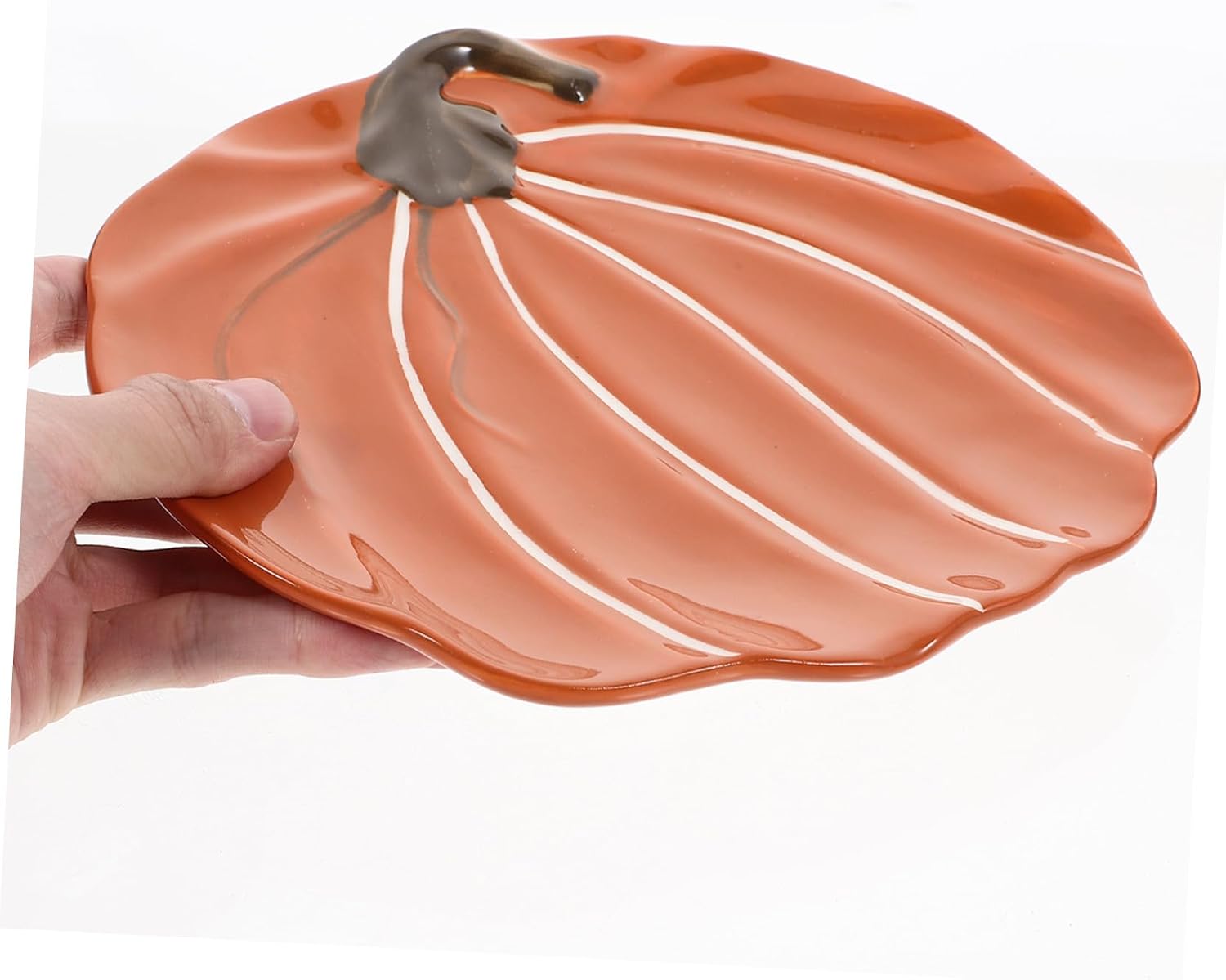 Ceramic Pumpkin Plate Halloween Dinnerware Hand-painted Underglaze Color Autumn Salad Serving Plate for Breakfast and Snacks
