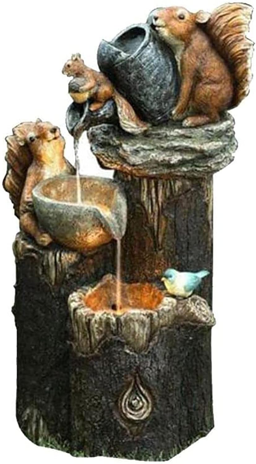 Statue D'écureuil Avec Lanterne Solaire - Décoration De Jardin Extérieur, éclairage Automatique, Matériau Résine - Ornement Animalier Mignon