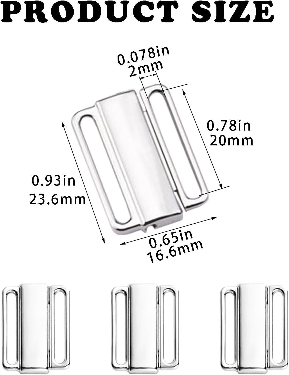 10 Sets Bra Strap Hooks 3/4 Inch Bra/Bikini Hook Closure Nickel Free Front Closing Bathing Suit Replacement Clasp for DIY Craft Bra Making Lingerie Sewing