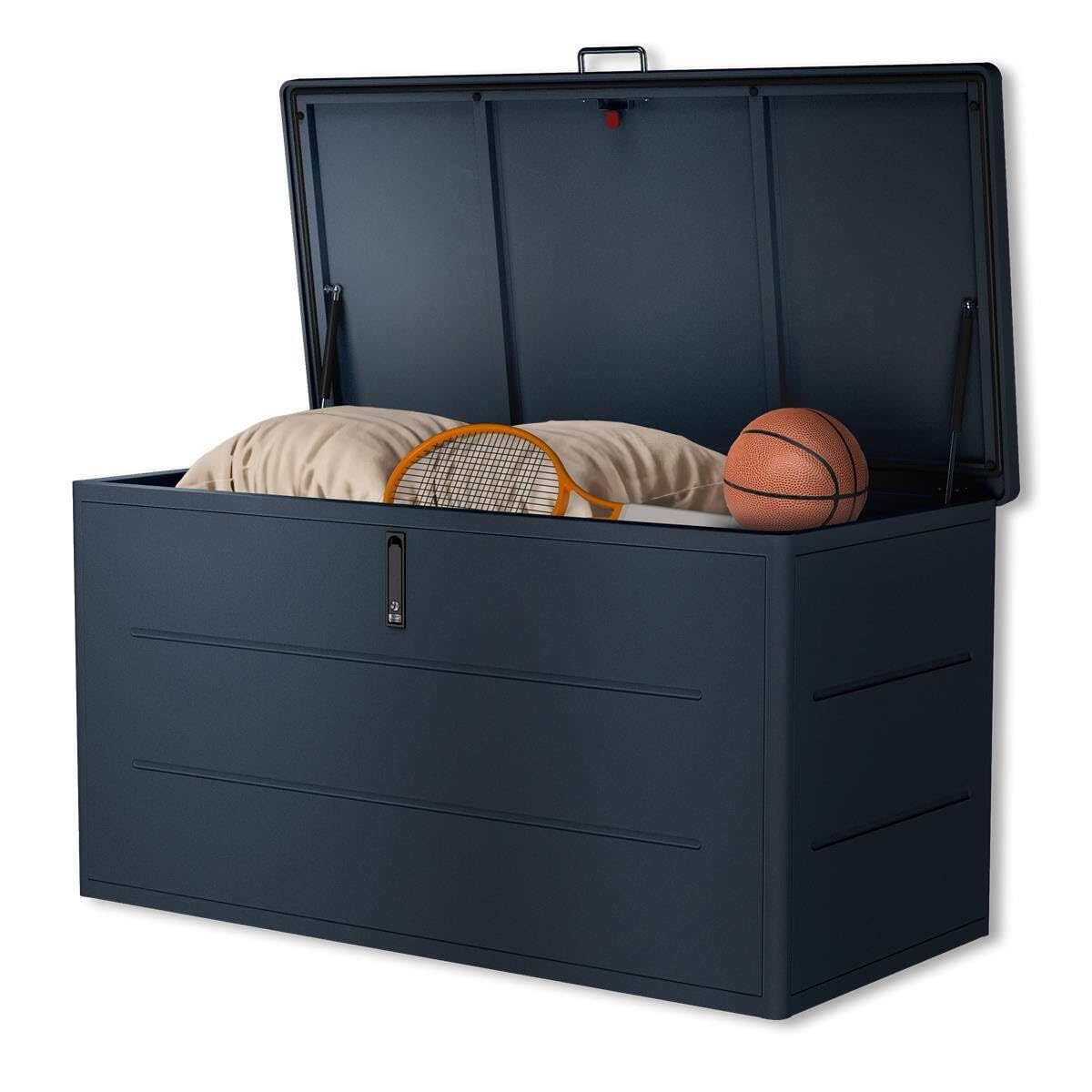 Metzler Auflagenbox, Gartenbox aus massivem Stahl | Aufbewahrungsbox für den Außenbereich | Pulverbeschichtet in RAL 7016 Anthrazit