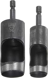 HARFINGTON 2pcs 18mm,25mm Leather Hollow Hole Punch 1/4" Hex Shank for Drills, Belt Hole Punch Punching Cutter Tool for Leathercraft Working