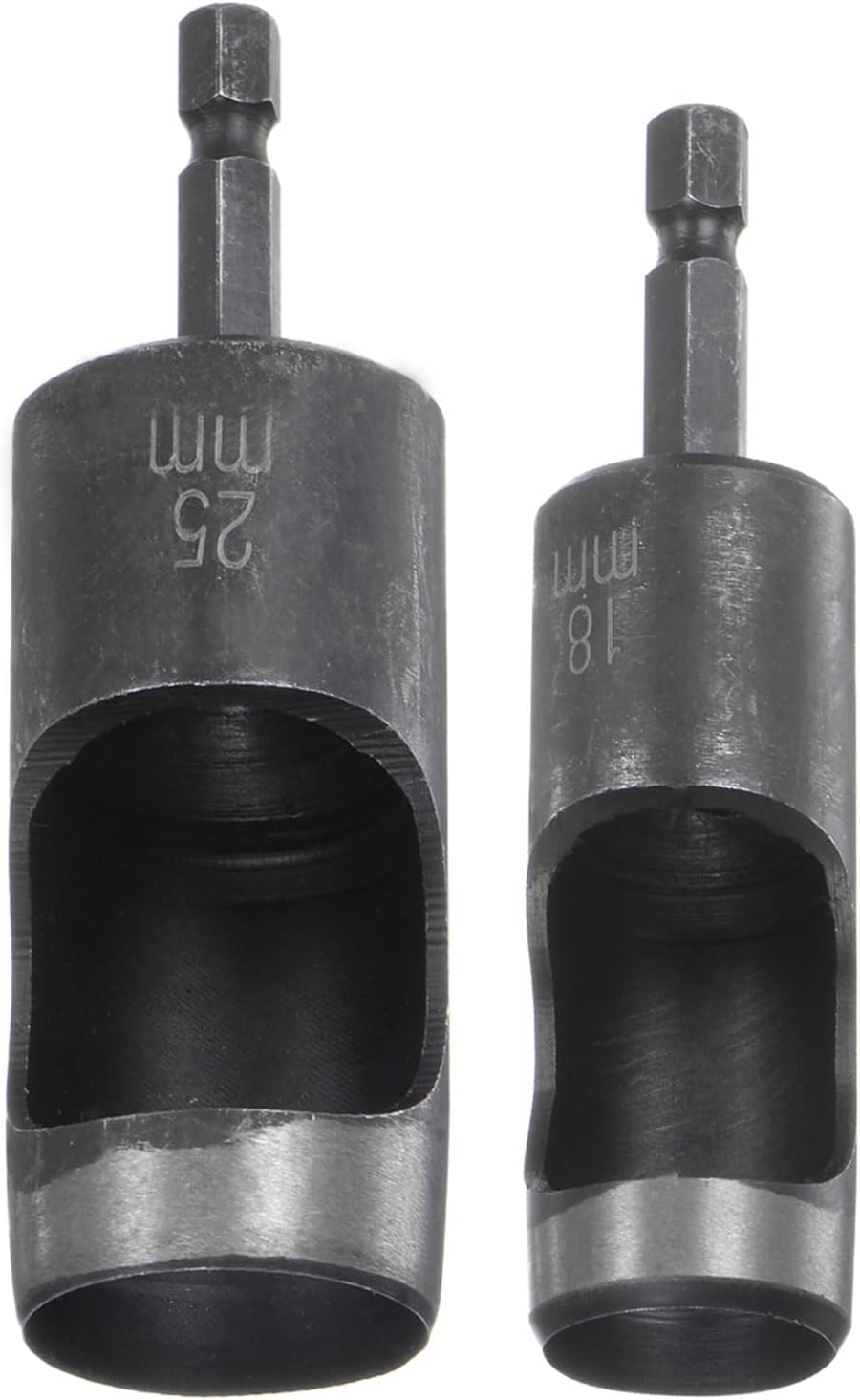 HARFINGTON 2pcs 18mm,25mm Leather Hollow Hole Punch 1/4" Hex Shank for Drills, Belt Hole Punch Punching Cutter Tool for Leathercraft Working