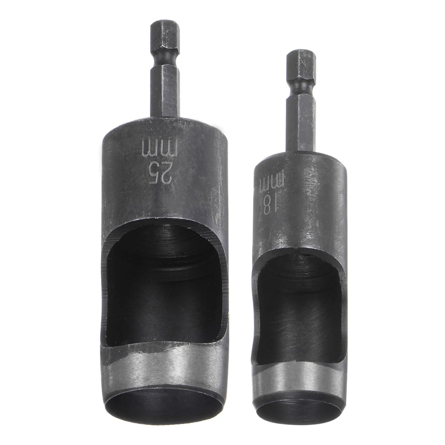 HARFINGTON 2pcs 18mm,25mm Leather Hollow Hole Punch 1/4" Hex Shank for Drills, Belt Hole Punch Punching Cutter Tool for Leathercraft Working