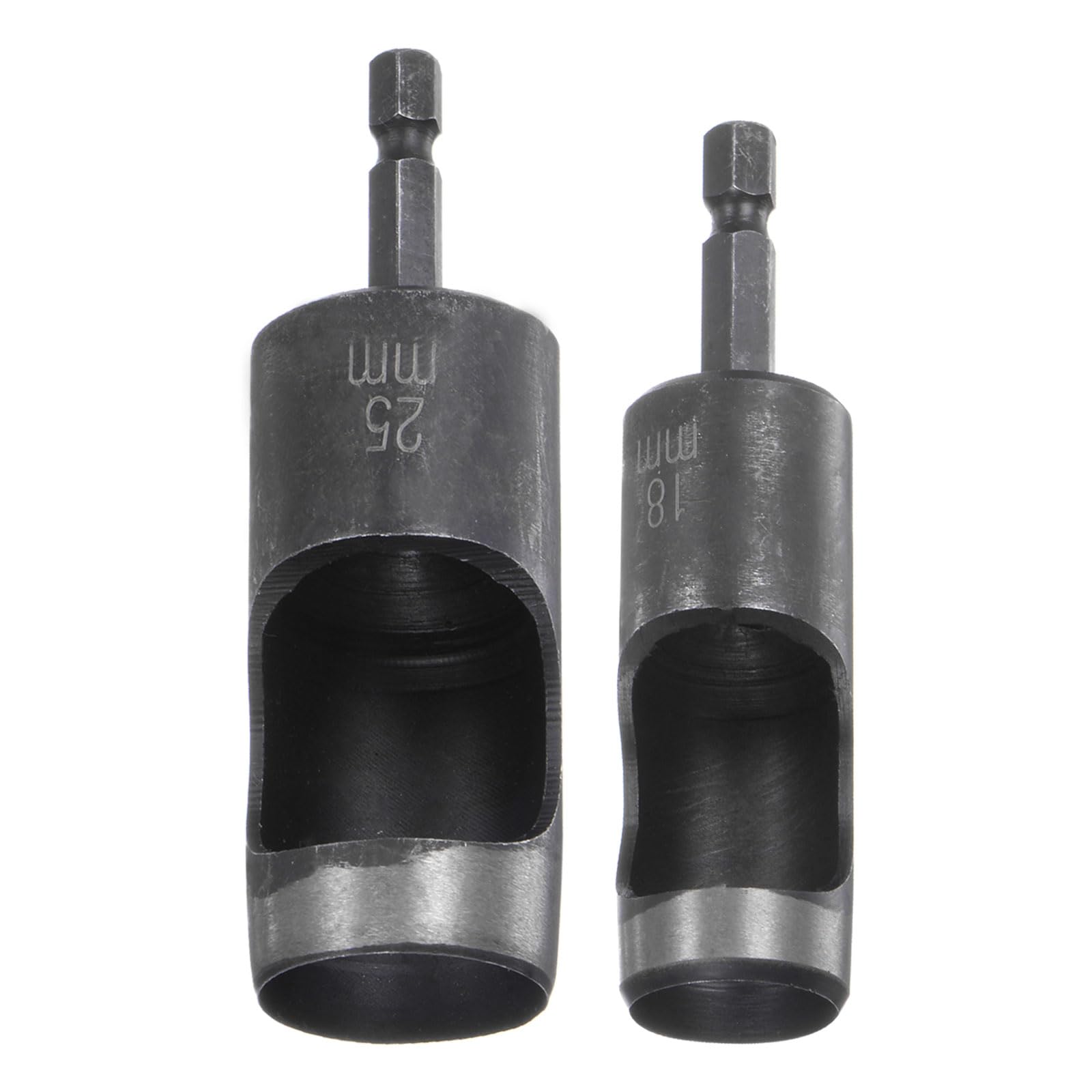 HARFINGTON 2pcs 18mm,25mm Leather Hollow Hole Punch 1/4" Hex Shank for Drills, Belt Hole Punch Punching Cutter Tool for Leathercraft Working