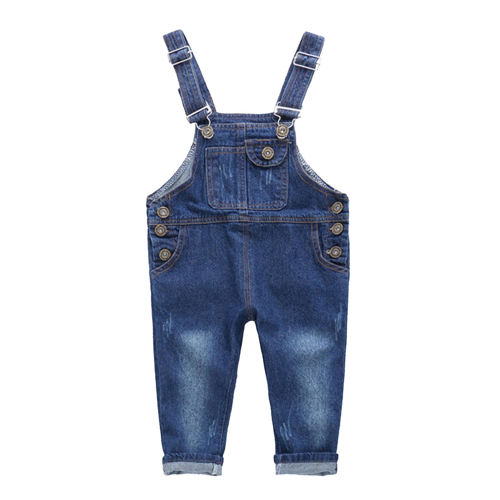 Générique Salopettes en Jean Enfant Robustes Vêtements Mignon Unisexe pour Filles et Garçons Tendance Confortable Pratique