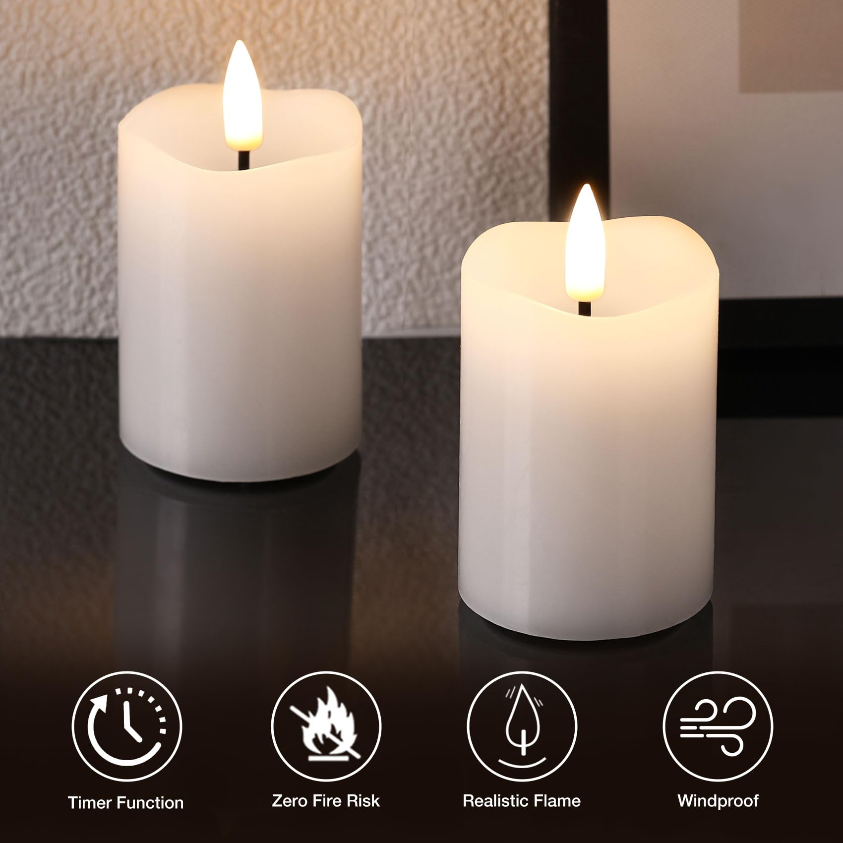 Candele votive bianche senza fiamma con batterie a distanza, 5,1 x 7,6 cm, piccole candele a LED in cera tremolanti, set da 6