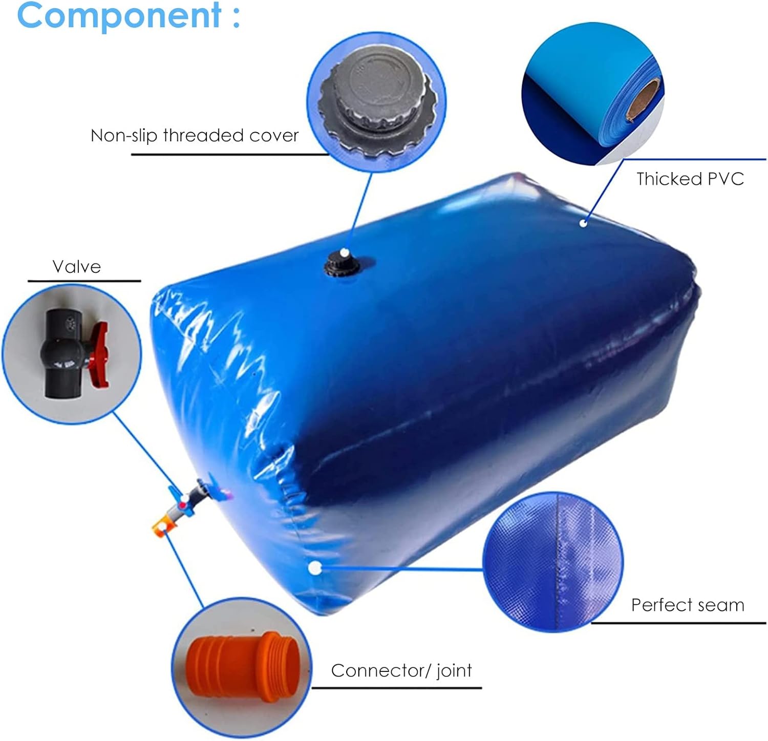 Water Storage Bladder Containers Portable Soft Water Storage Bladder Cube, Building Construction Water Surge Tank/Reservoir Tank, Rain Water Barrel for Emergency Allotment Watering(3x1.2x0.7m/4200L/11