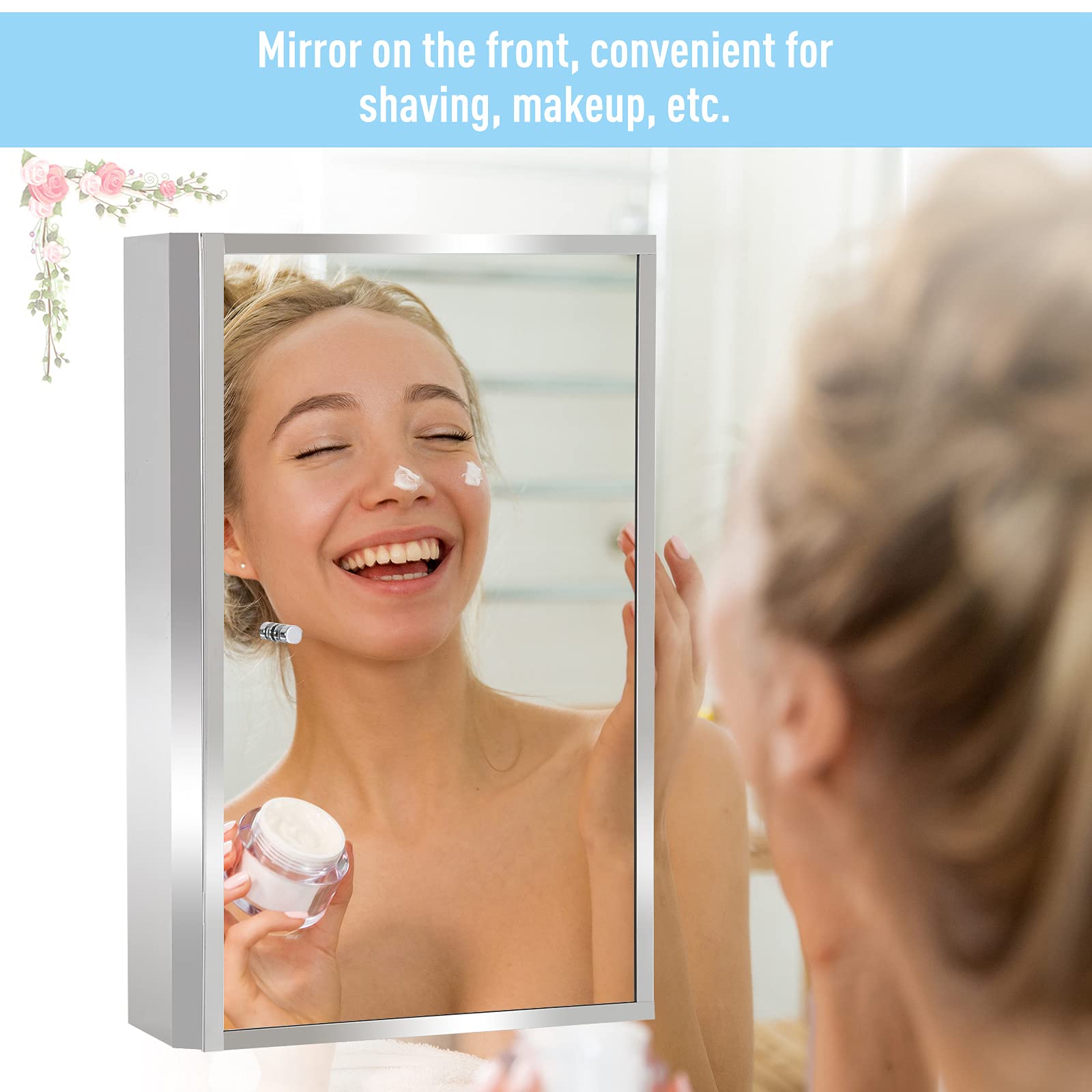 Bathroom Mirrored Vertical 16" x 24" Stainless Steel