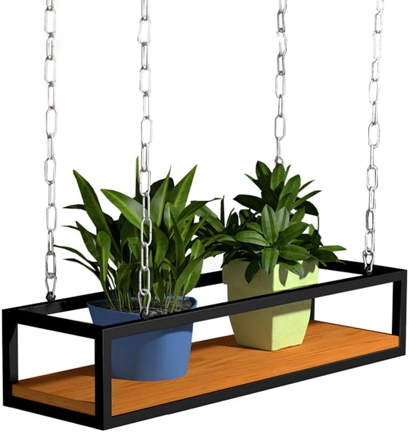 Vintage Solid Wood Ceiling Mounted Hanging Flower Racks|Adjustable Height Storage Shelf Kitchen/Bar/Restaurant Ceiling-Type Plant Shelving Holder