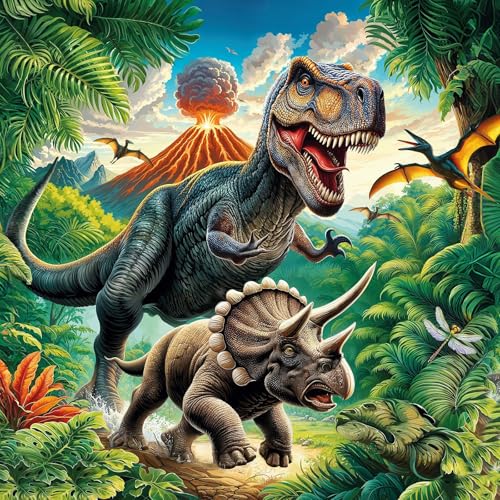 goldbuch 97 157 Schultüte Vulkan, Geschenktüte mit Dinosauriern als Motiv, Lackkarton, Geschenkverpackung mit grünem Filzverschluss (ohne Verschlussband), Zuckertüte rund, Länge 70 cm, Ø 19 cm