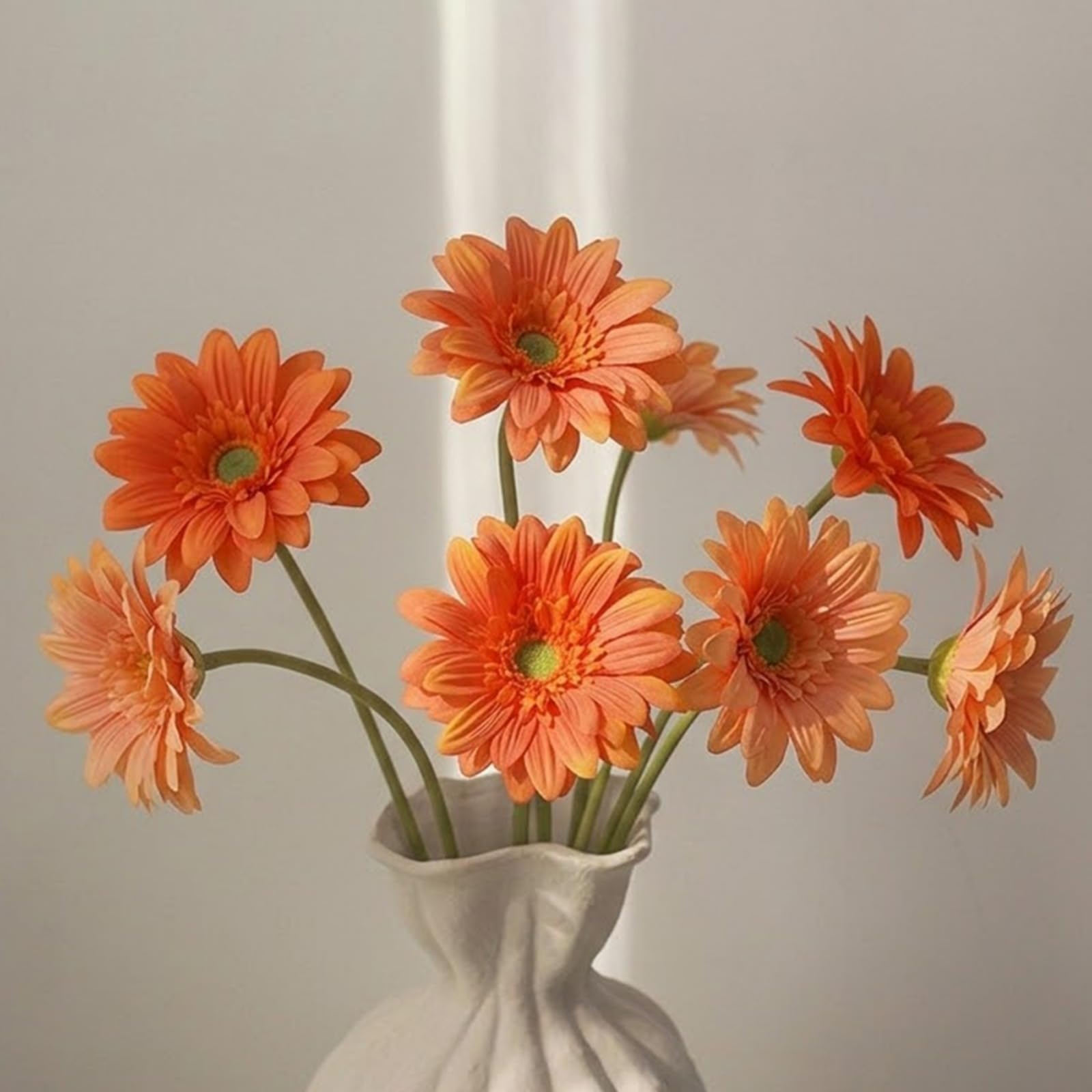 JHUAJISFC 5 Pack Artificial Gerbera Daisy Flowers, Tall 24.4" Fake Daisies Real Touch Silk Flowers with Faux Stems for Vase Indoor Home Decor, Wedding Bouquets for Bride