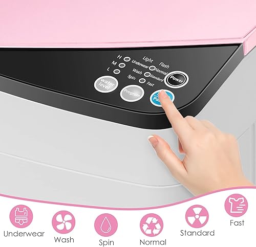 Miniatura 3 de Casart - Lavadora portátil con capacidad de peso de 7.7 libras, lavadora y secadora completamente automática (rosa y blanco)