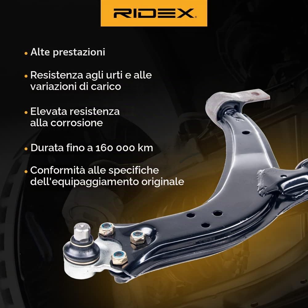 RIDEX 273C0141 Braccio oscillante sospensione ruota Anteriore Destra con snodo portante/di guida con cuscinetto in gomma con dado Compatibilità con FORD Focus II Hatchback DA, HCP, DP