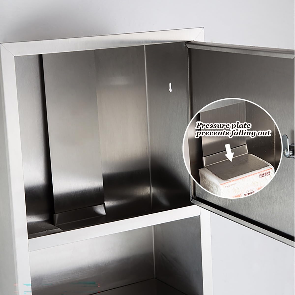 Dispenser di asciugamani di carta da incasso con bidone della spazzatura, in acciaio inox, per cucina, ristoranti, uffici e uso domestico