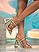 Faithgee Women's Fashionable Metallic Design High Heel Sandals, Elegant Square Toe Sandals for Party, Daily Clothing Decor for Women & Girls Color, Elegant Heeled Sandal (Golden,7.5)