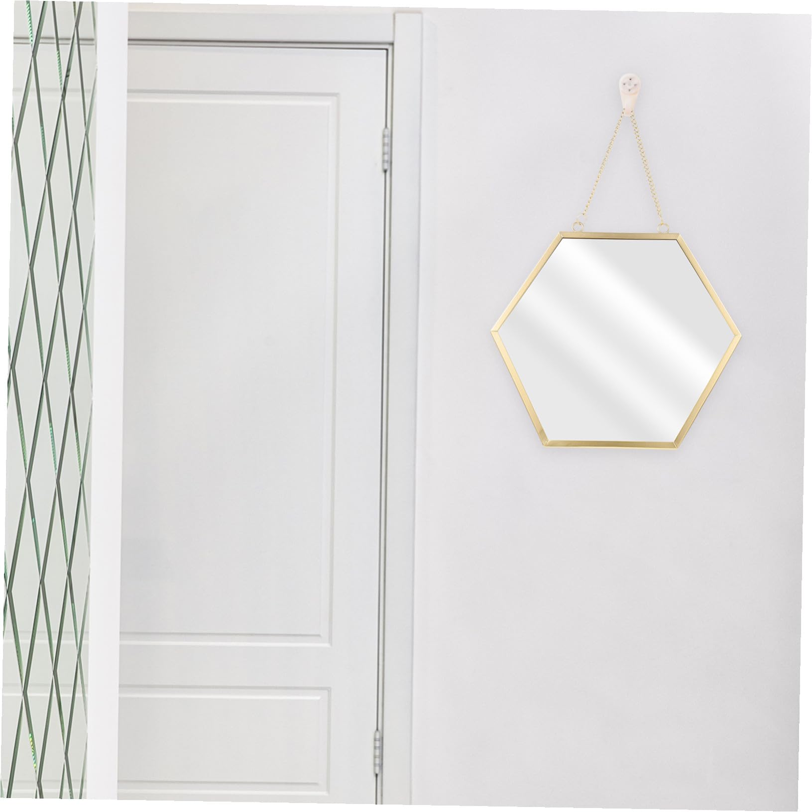 Moderner sechseckiger Wandspiegel – schlankes Design für Badezimmer und Flur, perfekt für Make-up und Rasur, Wandmontage für einfache Installation