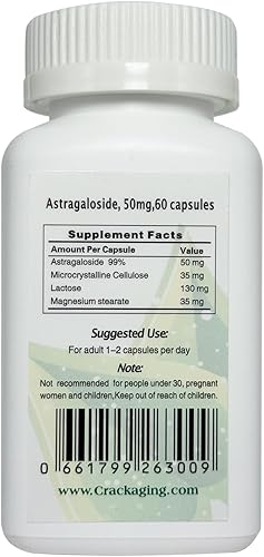 Miniatura 4 de Crackaging Super-Absorción Cycloastragenol 50mg 60caps Anti-Aging reactivate Suplementos de Telomerasa de células de ADN