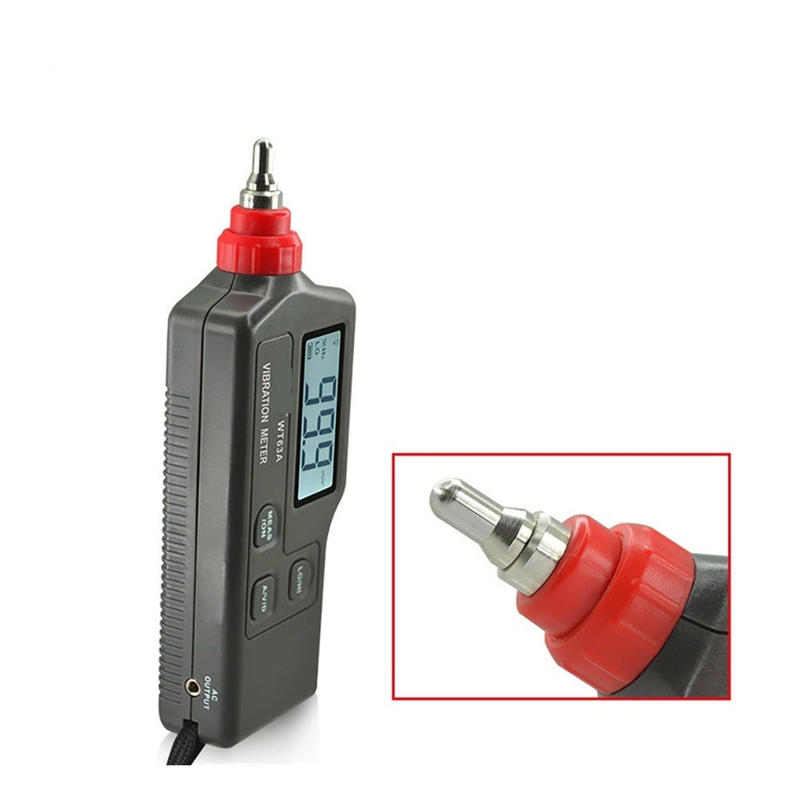 MRKU Handvibrationsmessgerät WT63A Hochempfindliches digitales Mess- und Analysegerät Vibrationstester LCD-Hintergrundbeleuchtung für HLK, Motoren