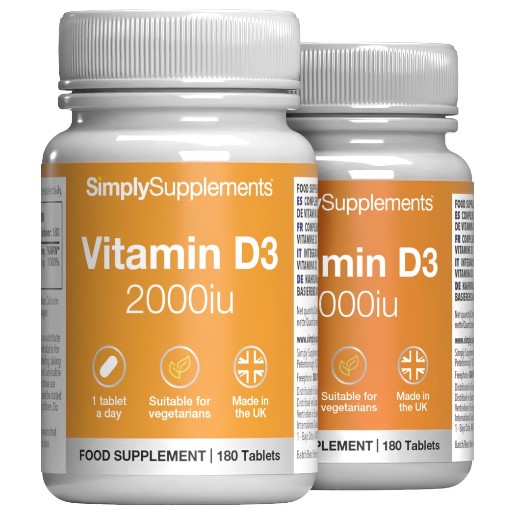Vitamin D3 2000 IU | Supports Healthy Bones, Muscles & Immune Function | 360 Tablets = 1 Year Supply | Suitable for Vegetarians | Manufactured in The UK to GMP Standards