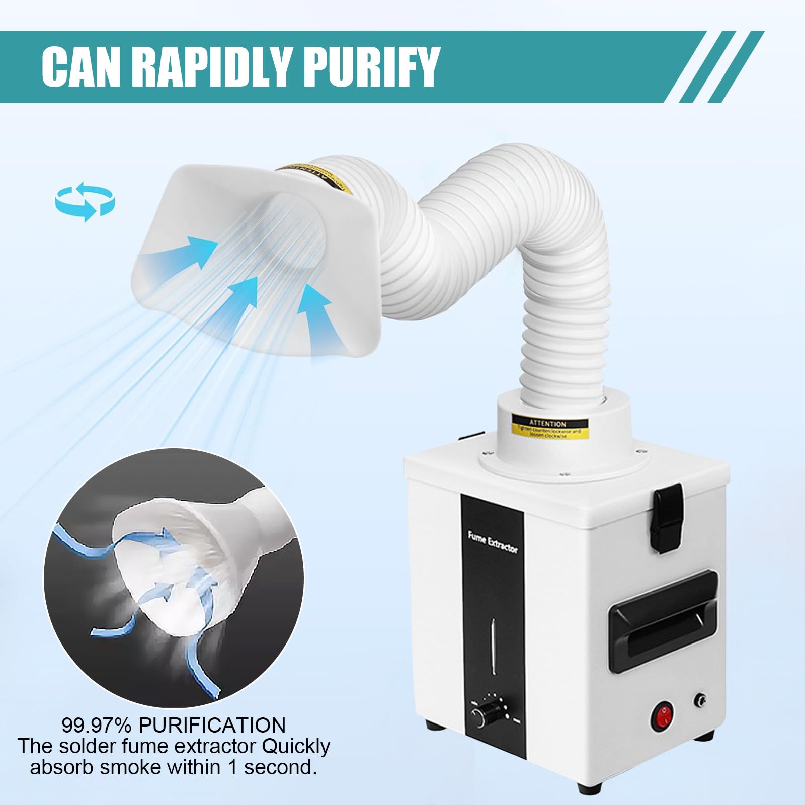 Aspirazione del fumo di saldatura, 50 W, filtro a 3 livelli, cappa aspirante per incisioni laser