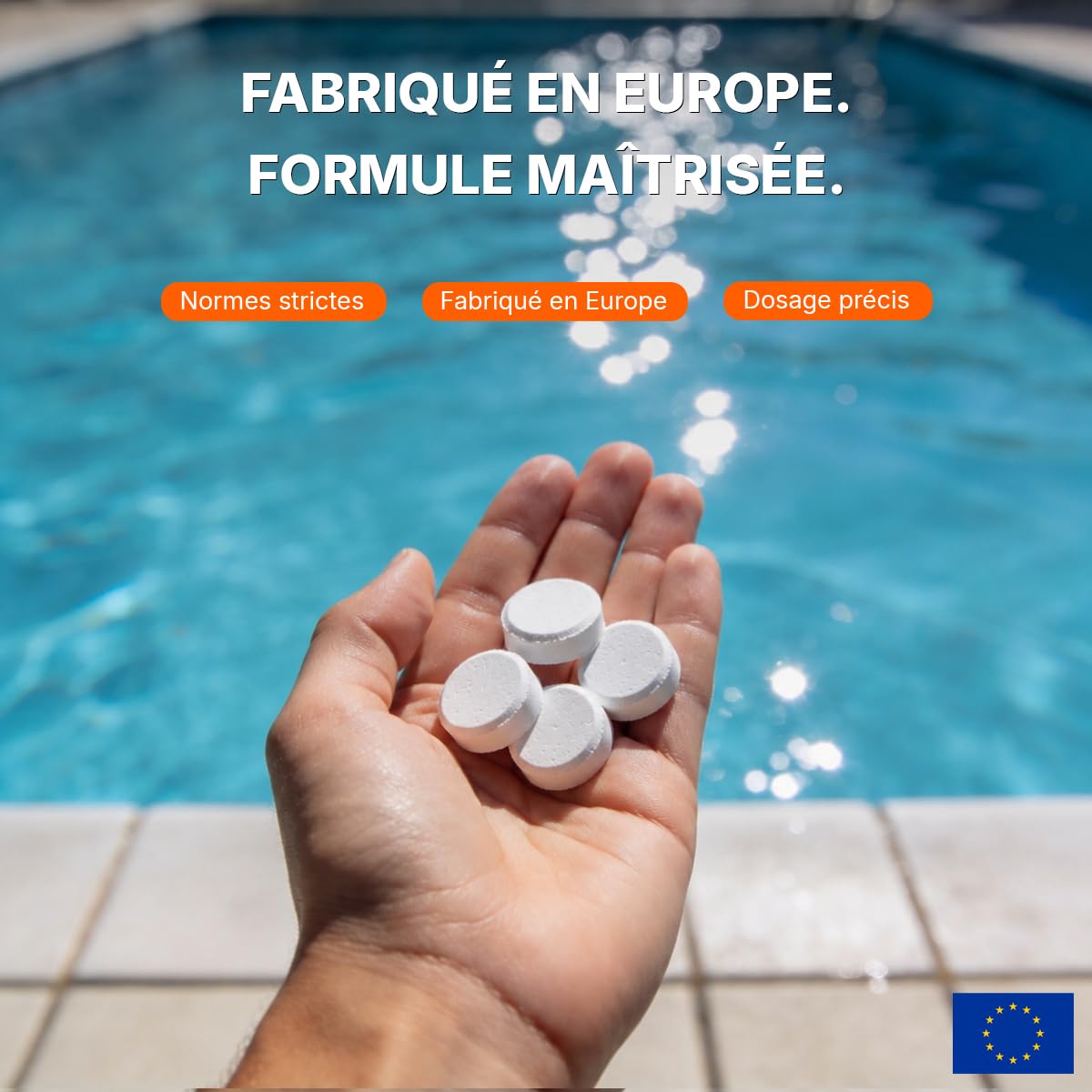 Chlore Multifonction en Pastilles de 20g -5kg- Désinfection Longue Durée 7 Actions,Haute Teneur en Chlore (92%), Fabriqué en Europe
