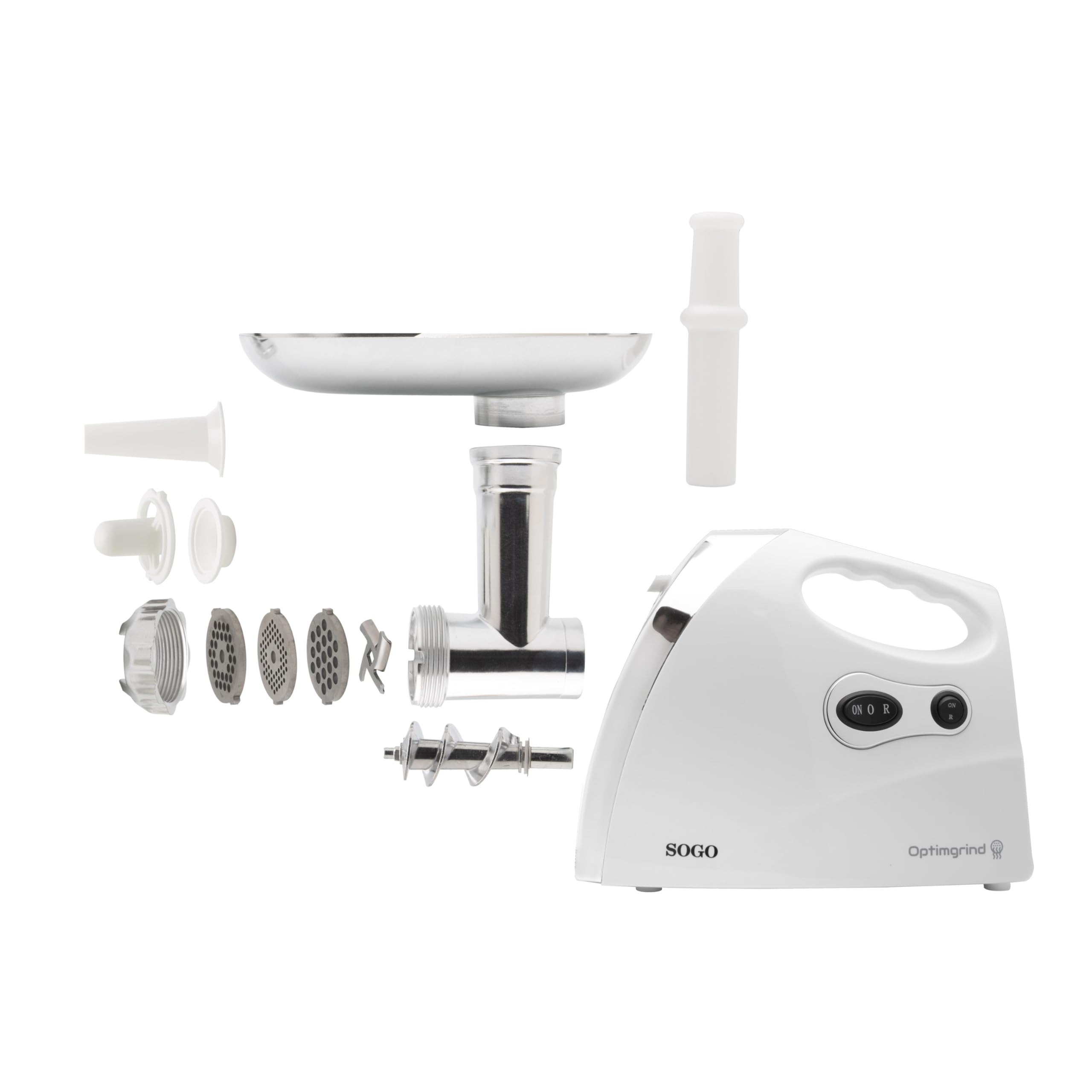 SOGO Picadora Eléctrica Multifunción Potente y Versátil - Cuchillas dobles de Acero Inoxidable 1200 W ideal para Carne y Embutidos - Color Blanco (SS-5815)