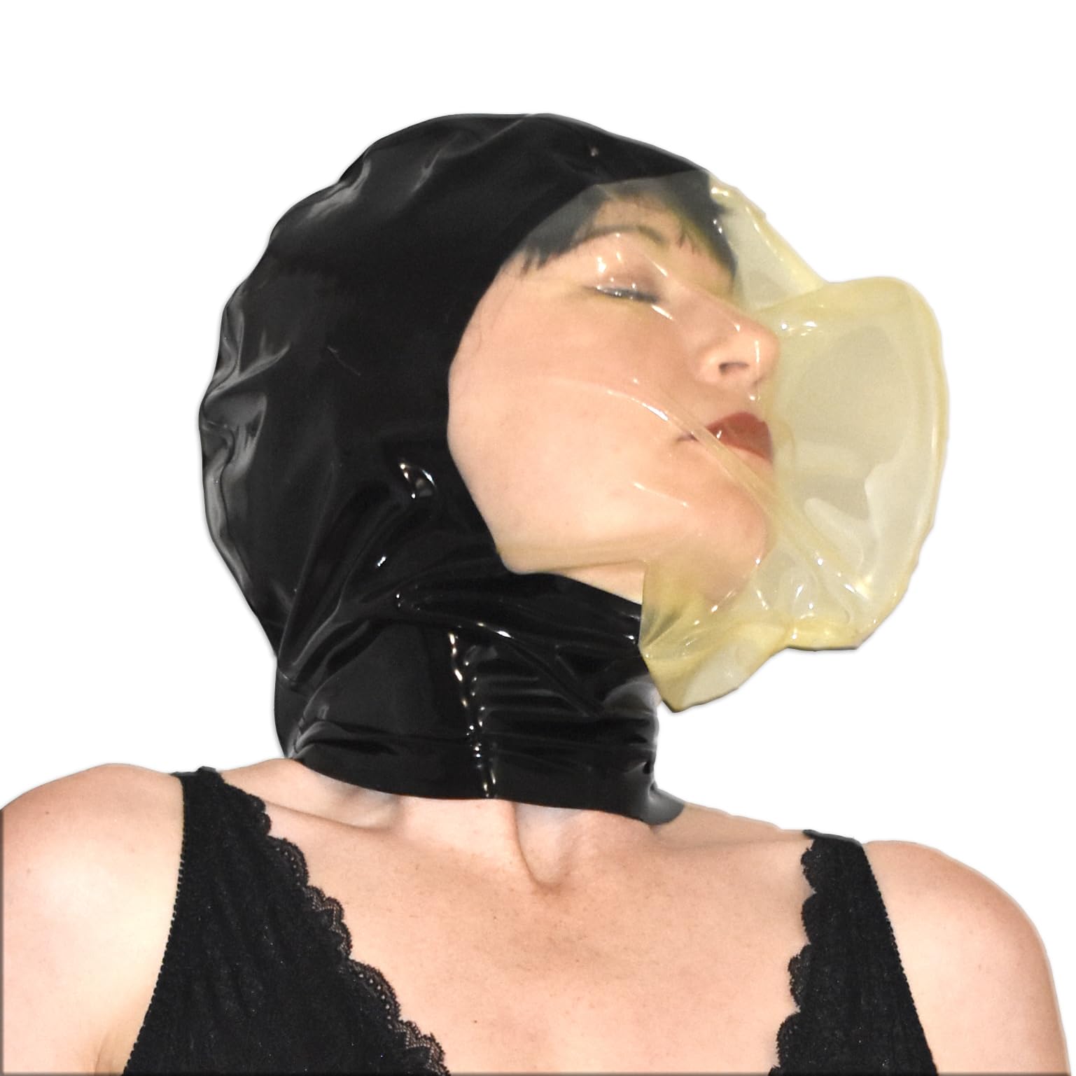 Masque latex Breathplay - Capuche caoutchouc contrôle respiration | Capuche caoutchouc pour Breathplay – Heavy Rubber Fétiche, Masque gaz & BDSM Latex Hood