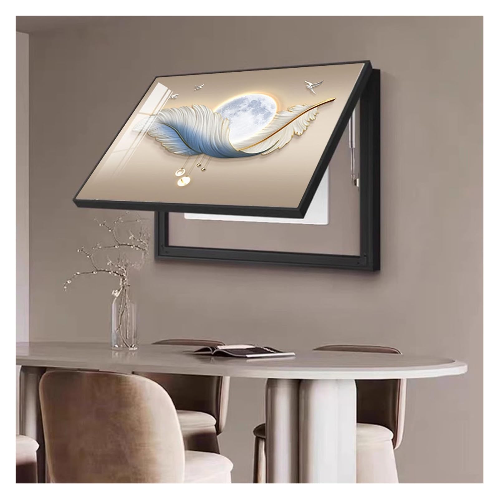 AWSAD Electrical Panel Cover Decorative Fuse Box Cover Cabinet Flip Cover Meter Box Indoor Electrical Wall Mounted Electrical Panel Cover(E,60x40cm)