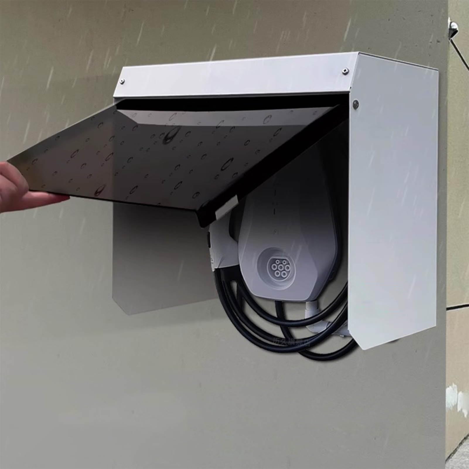 EV Charger Cover Waterproof Magnetic Protection Box for Electric Vehicles - Acrylic Charging Station Wall Pedestal