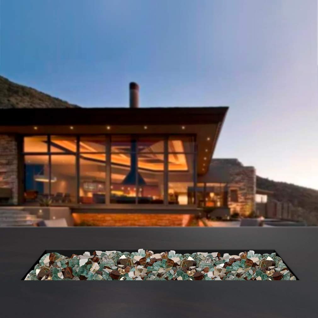 Stanbroil 10-Pound Blended Fire Glass - 1/2 inch Reflective Tempered Fire Glass Blended Gold, Light Green, Copper Reflective for Indoor and Outdoor Gas Fire Pits and Fireplaces
