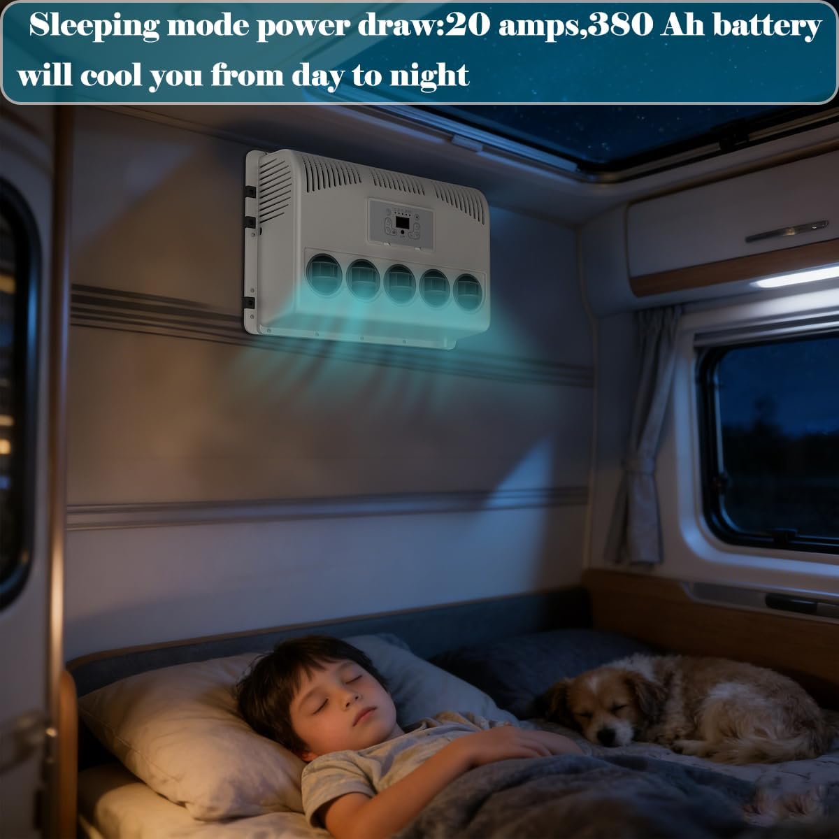 12V RV Air Conditioner Split Type 11000BTU RV AC Unit Truck Cab Air Conditioner Fast Cooling Quiet Mini Split Camper AC Air Conditioner Universal Fit Vans Trucks Tractor Trailers