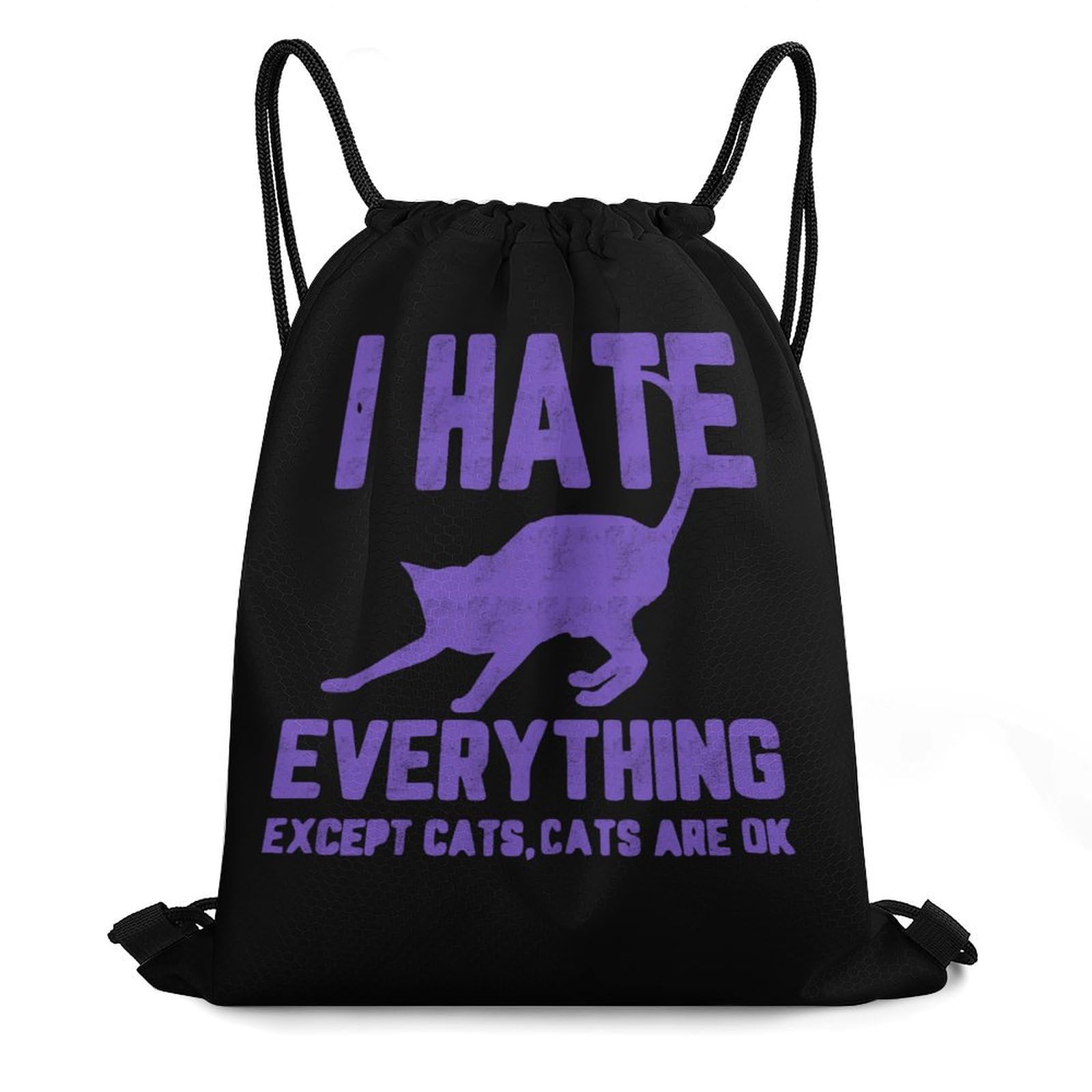 I Hate Everything Except Cats Drawstring Backpack Durable Sport Gym Bags Daypack for Men Women 35 * 42cm