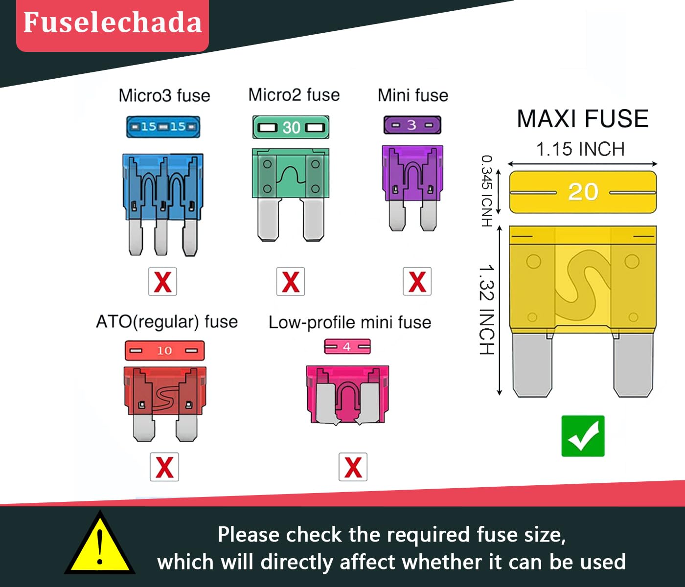 18 fusibili maxi da 60 A, 60 A e 32 V, per auto, auto, camper, barca, camion (maxi fusibile da 60 A)