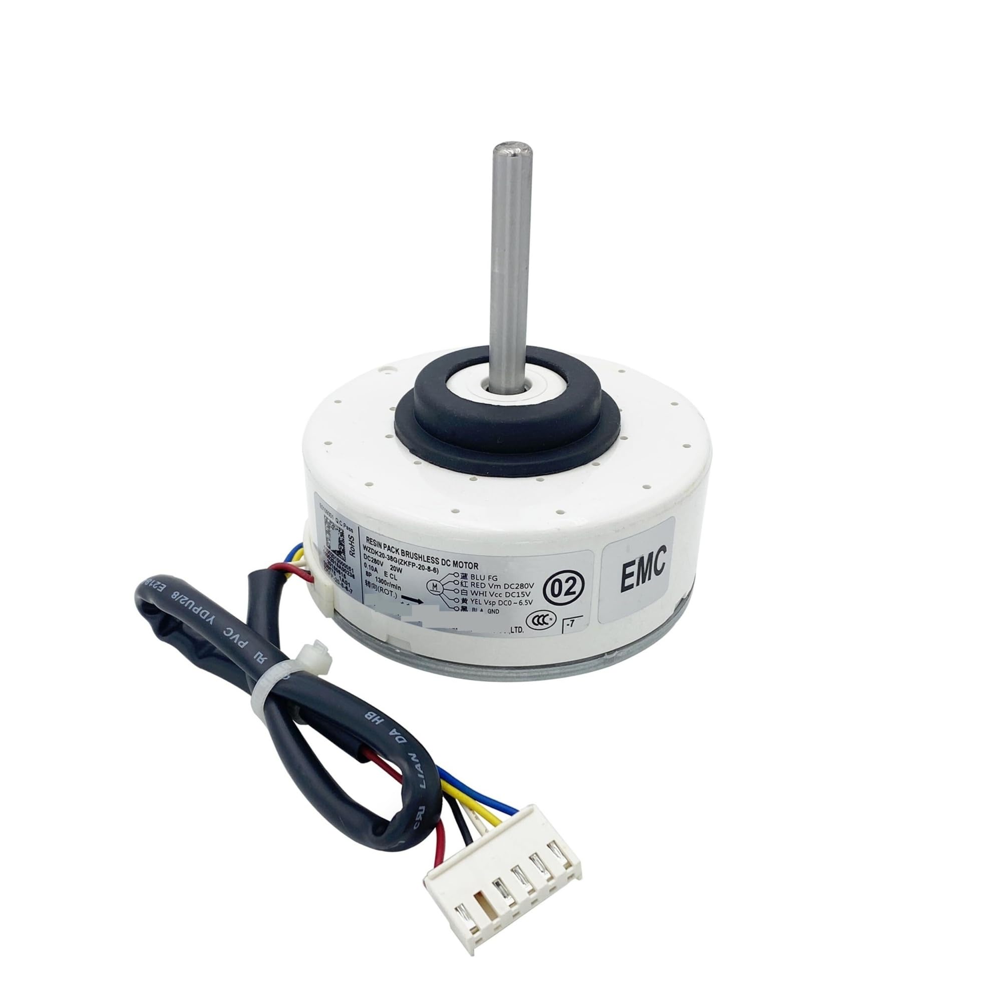 Motor de Ventilador sin escobillas de CC for Aire Acondicionado, Compatible con ZKFP-20-8-6-7 WZDK20-38G, Aire Acondicionado Central, CCW 1300 RPM