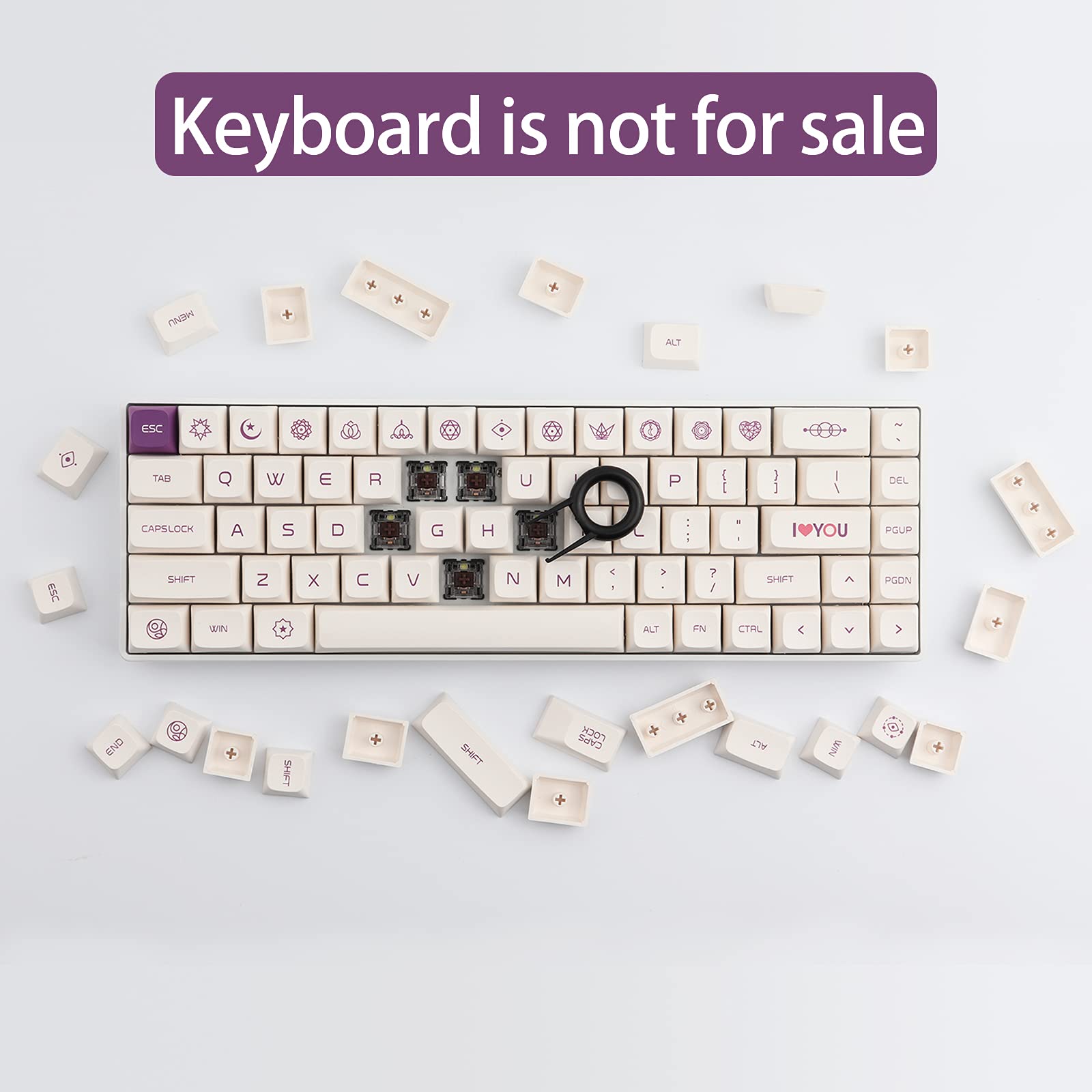 Keycaps, PBT Dye Sublimation keycaps 137 Touches Violet sur Cream Keycaps Profil XDA pour Clavier mécanique à commutateur MX