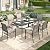 MIXPATIO Patio Table and Chairs Set, Patio Dining Set for 6 with Brown Chairs and Metal Rectangular Table for Deck Backyard Lawn Poolside
