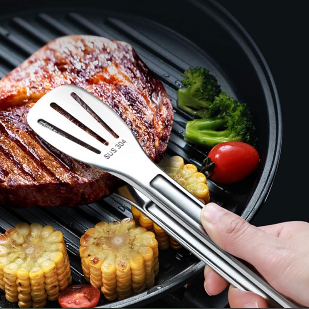 Pinzas de barbacoa de acero inoxidable resistentes para cocina y parrilla con cerradura para cocinar, picnic, camping, uso multiusos