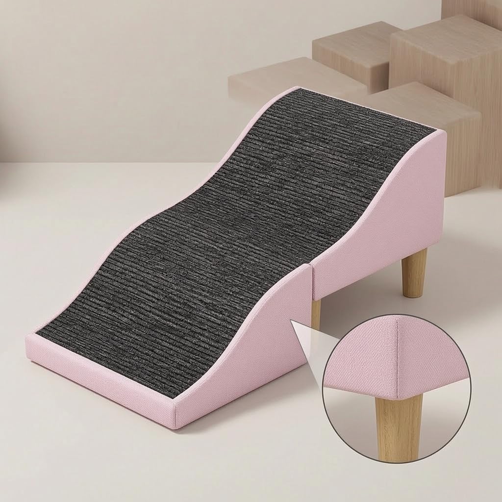 KESOTO Rampa per Animali Domestici con Superficie Antiscivolo Pieghevole per Struttura Durevole in Pelle Accesso Facile a Letto E Divano Adatta, Rosa, Onda