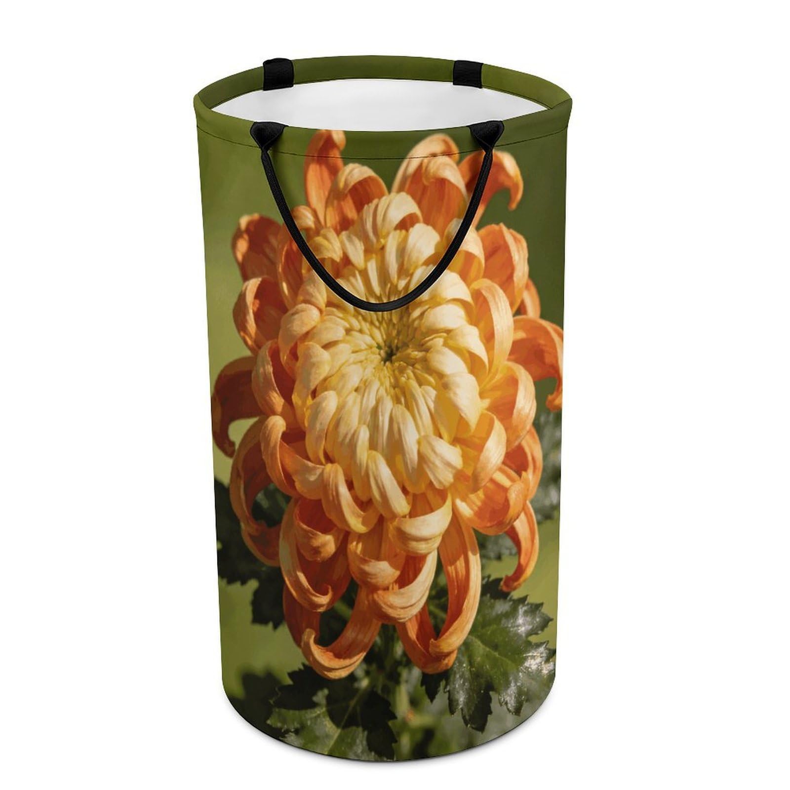 Fodpand Style Orange Marigold Laundry Basket With Handle Foldable Laundry Hamper Narrow Laundry Bag For Bedroom, Bathroom, Laundry Room 15.7X27.2 In