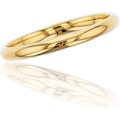 DECADENCE 10K or 14K Yellow & White Gold 2mm Polished Plain Wedding Band, Size 4-12