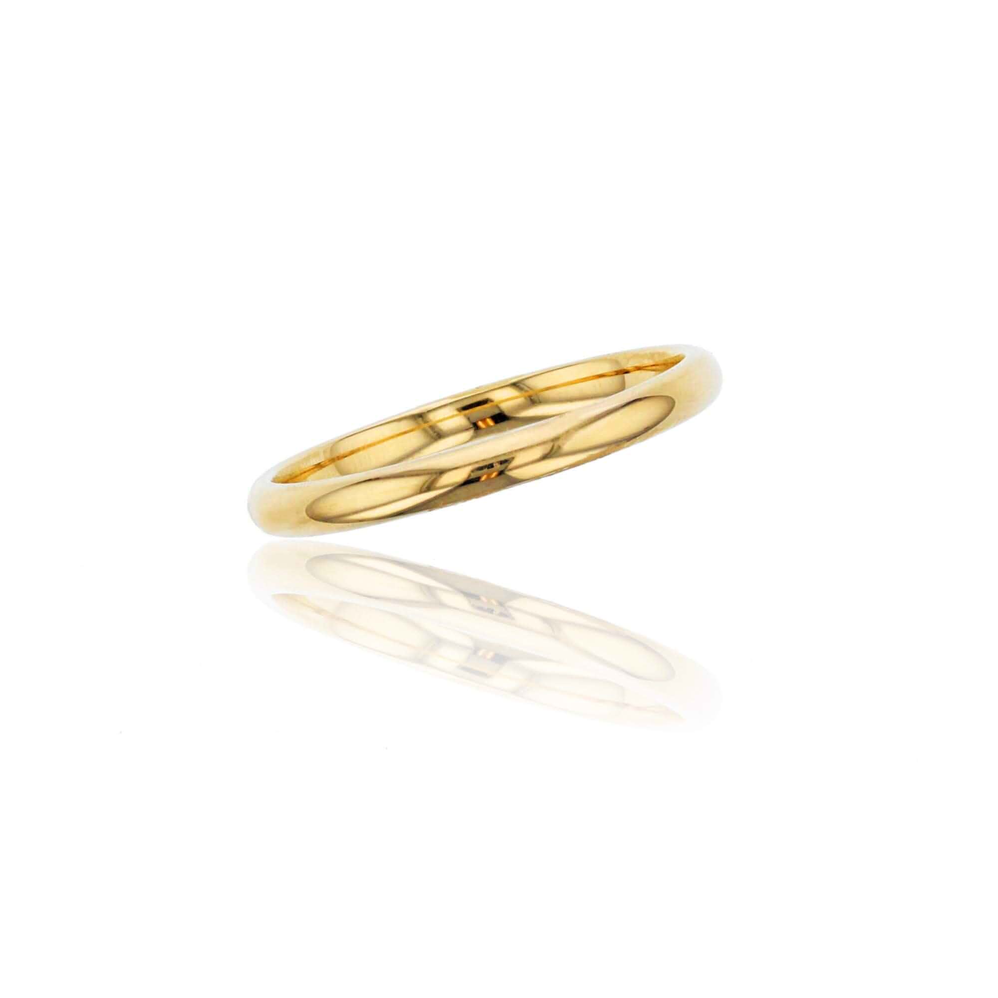 DECADENCE 10K or 14K Yellow & White Gold 2mm Polished Plain Wedding Band, Size 4-12