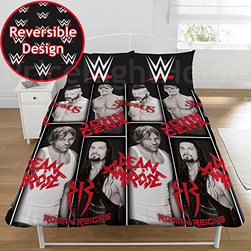 WWE Stars 2 Piece UK Double /US Full Sheet Set, 1 x Double Sided Sheet and 2 x Pillowcases