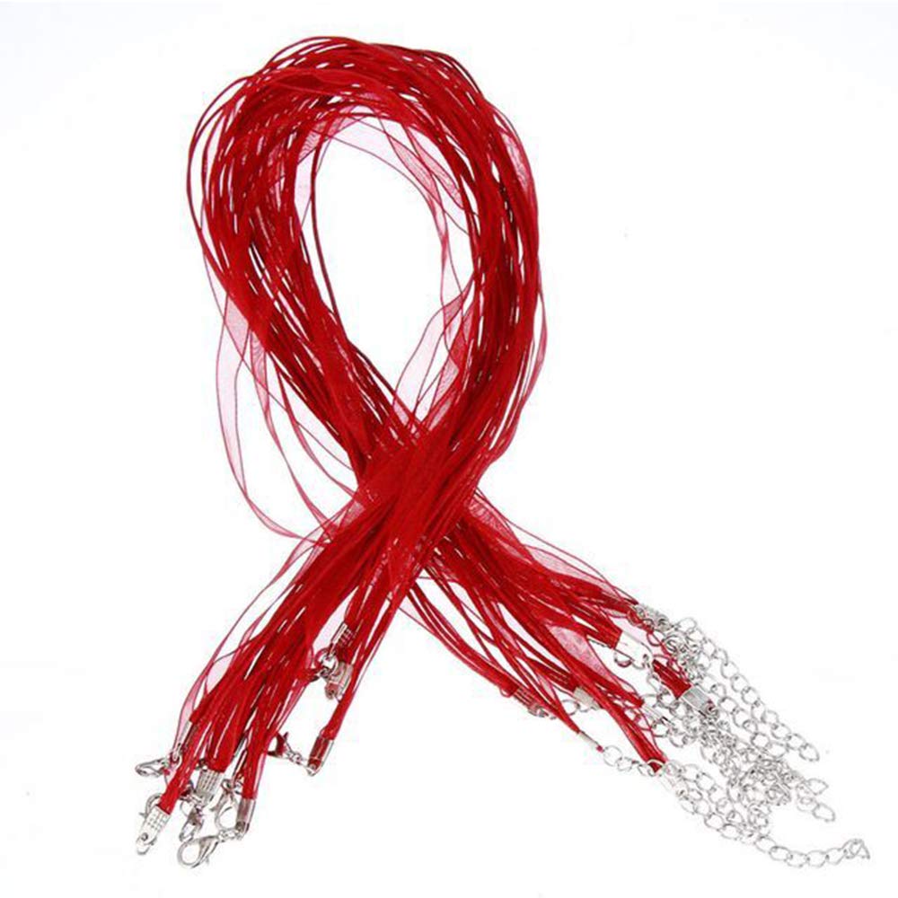 RayLineDo 10 Pieces Colorful Ribbon Waxen Organza Cord Adjustable Necklace with Lobster Clasp for DIY Jewelry Making