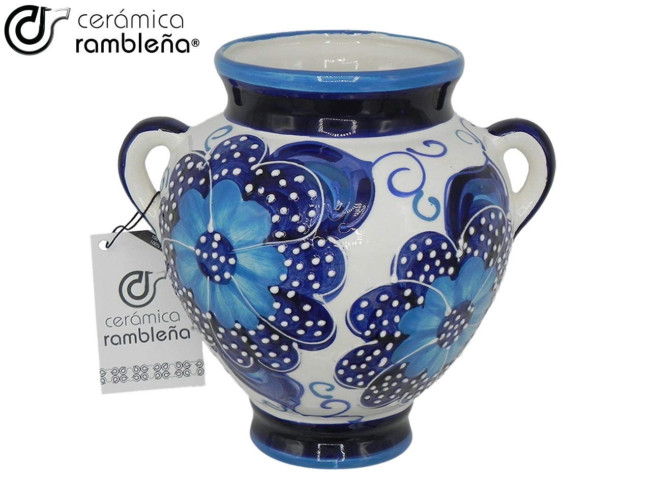 CÉRAMIQUE RAMBLEGNE | Pot de fleur suspendu | Pot de fleur à suspendre | Pot mural | Modèle 08 | 100 % décoré à la main | 17 x 15 x 12 cm