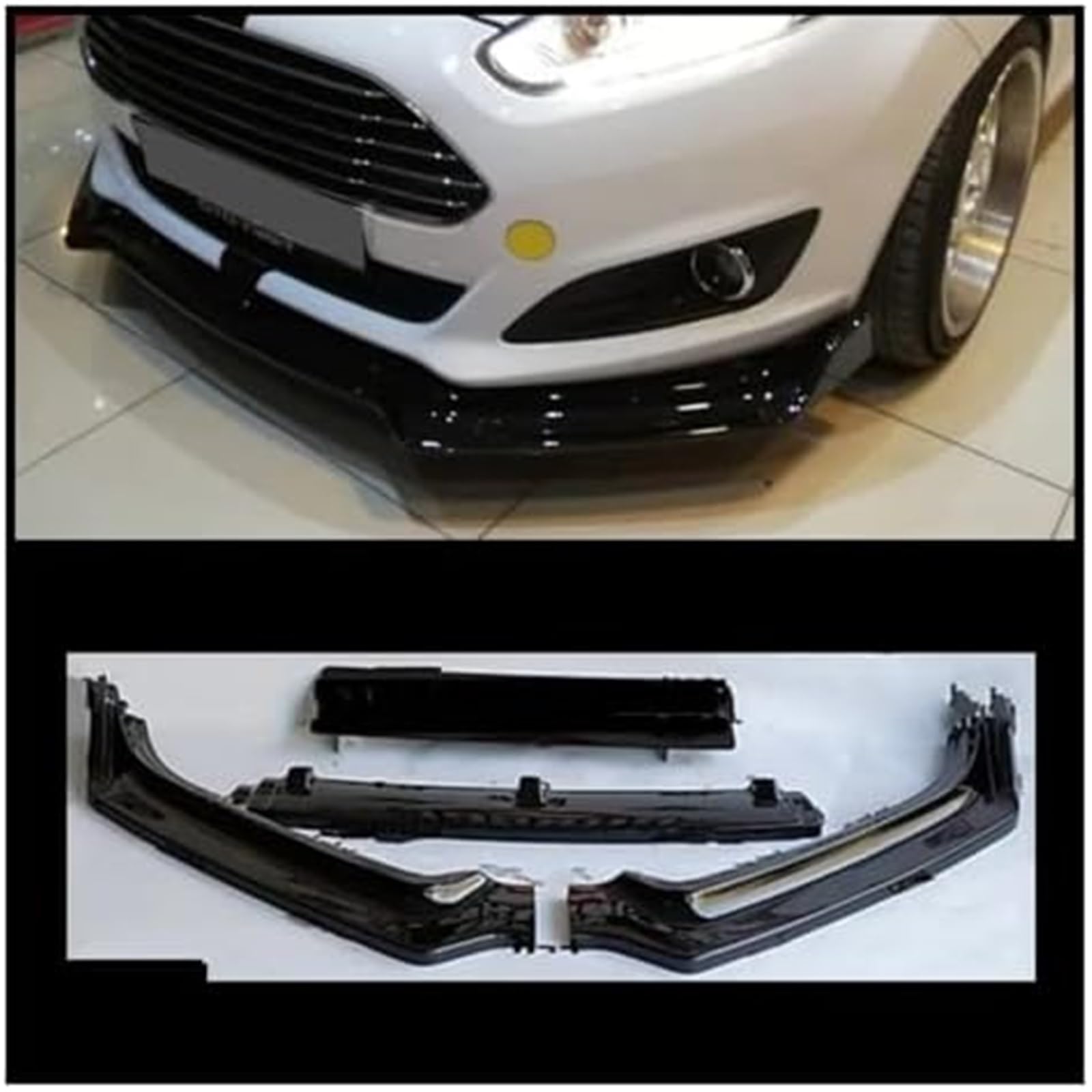 Splitter, do Fiesty, przedni zderzak Lip Body Kit Spoiler Splitter Dyfuzor Lip 3 sztuki ABS ABS Uniwersalny Lip Splitter Spoiler Splitter