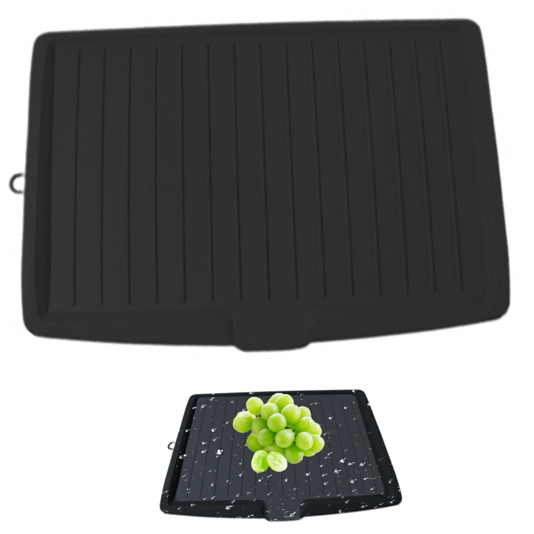 Hbbgdiy Black 17.6X12.2 Inch Large Plastic Dish Drain Board With Side Drop Slope Diversion Drainboard, Dish Drainer Tray Mat For Rack, Kitchen Counter Drainage