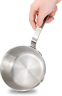 Kloahmo 18/10 Stainless Steel Butter Warmer 400ml Mini Saucepan - Milk Coffee Egg Pan, Induction Gas Stove Compatible