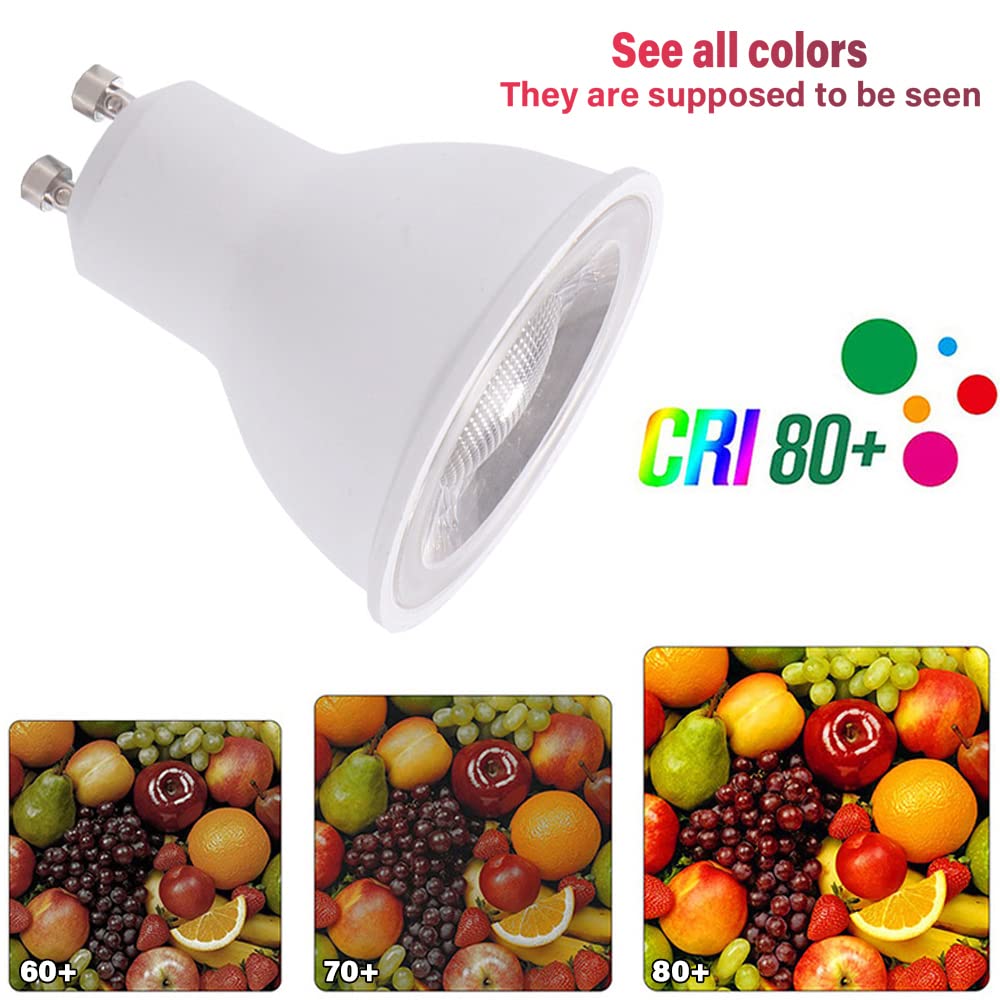 RYTM (Paquete de 10) Bombillas LED GU10 con Base Bipin, 6 W, 480 LM (Equivalente a 60 W), ángulo de Haz de 38°, Regulable, Bombillas LED empotrables para Paisaje, Foco, iluminación de Pista